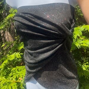 2-IN-1 Black Glitter Tube Top and/or Mini Skirt